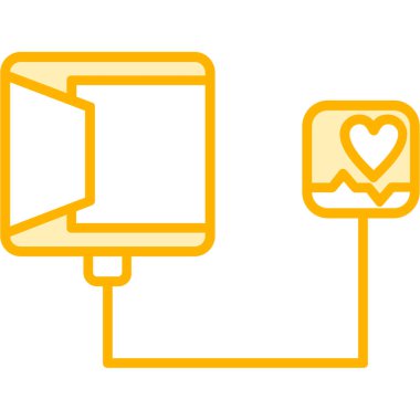 Bir kalbin sarı ve beyaz çizgi simgesinin vektör çizimi