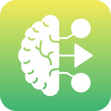 Yeşil arkaplanda beyin simgesi izole edildi