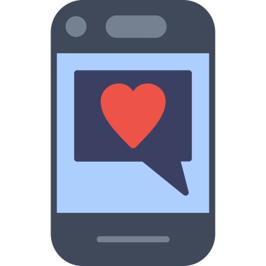düz biçimli mobil aşk mesajı simgesi