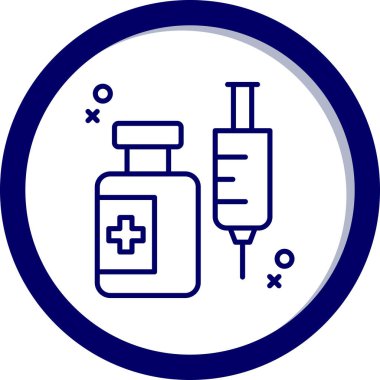 Şırınga ve aşı simgesinin vektör çizimi