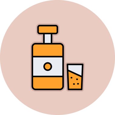 şişe ve cam simge, vektör illüstrasyonu