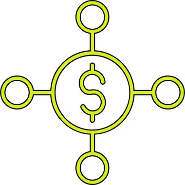 Dolar işareti simgesi, vektör çizimi