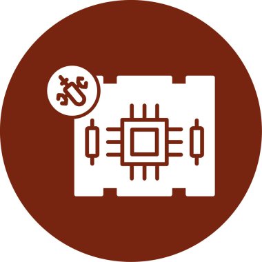 Devre kartı simgesi beyaz arkaplanda izole edilmiş modaya uygun düz biçimli