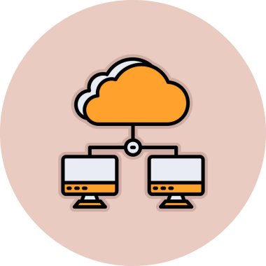 Bulut Hesaplama. Web simgesi basit illüstrasyon