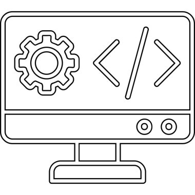 bilgisayar ekranı ve ayar simgesi. vektör illüstrasyonu