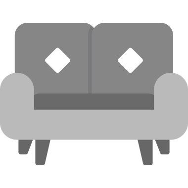 Koltuk vektör simgesi. style vektör bicolor simgesi, yumuşak ve yuvarlak renkler, gri arkaplan, beyaz.