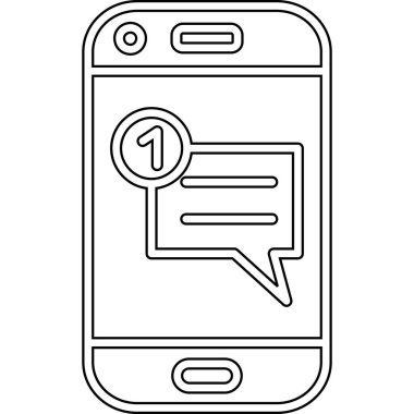 Sohbet baloncukları ikonlu akıllı telefon. Sohbet balonu mesajı. Beyaz üzerine izole edilmiş vektör illüstrasyonu.