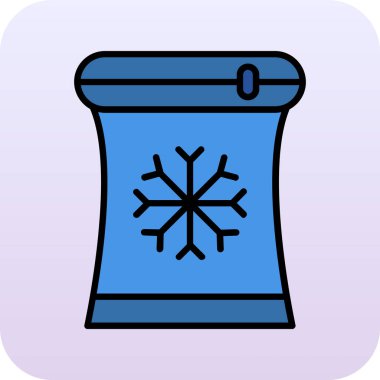 filled outline snowflake icon isolated on blue background. vector.