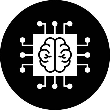 vektör devre kartı, çip, beyin simgesi çizimi