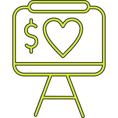 Kalp simgesiyle dolar işareti, taslak biçimi