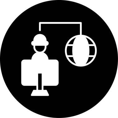 Bilgisayar ekranı olan bir kadının vektör çizimi