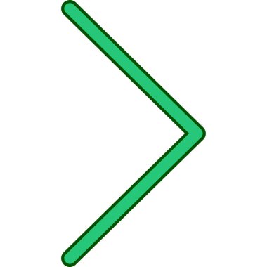 Ok işareti çizimi. İkonum. Yumuşak gölgeli yeşil çevre simgesi.