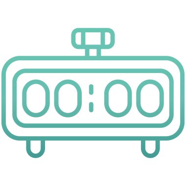 Çalar saat vektör çizimi. biçim düz çizgi simgesi, cyan rengi, beyaz arkaplan.