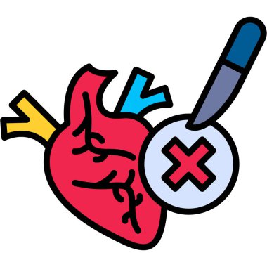 kalp organ simgesi renk ana hatları vektörü