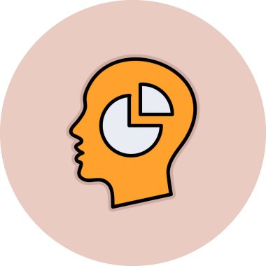 Beyin simgesine sahip baş, basit vektör çizimi