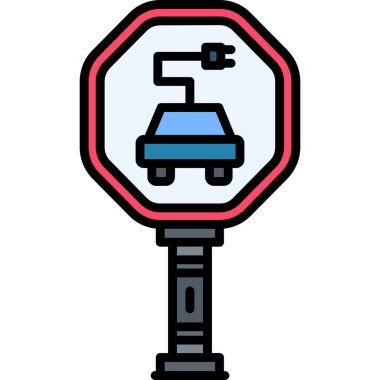 Yol simgesi renk ana hatları vektörü