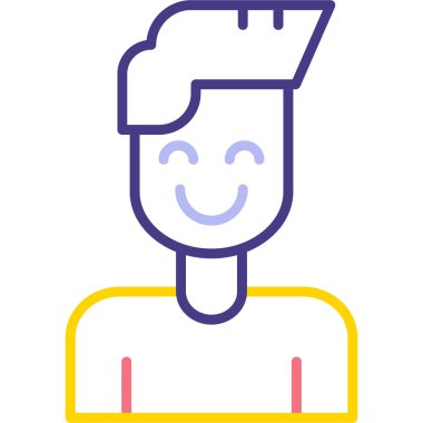 Kafası ve gülümseyen bir ikonu olan bir çocuk.