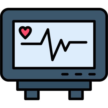 Kalp monitörü simge rengi dış hat vektörü