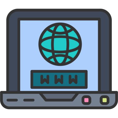 Tarayıcı küresel internet simgesi ile doldurulmuş ana hatlar biçimi