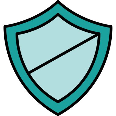 Koruma kalkanı simgesi. dış hat kalkan koruma vektör rengi düz izole