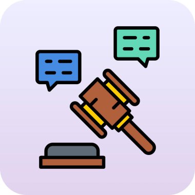 Kanun simgesi renkli çizginin vektör illüstrasyonu. güzel adalet unsuru ve aynı zamanda yargıç simgesi olarak kullanılabilir