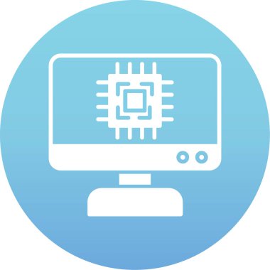 bilgisayar işlemci vektör simgesi modern basit illüstrasyon