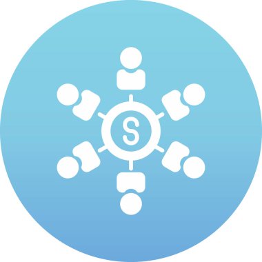 Dolar vektör simge biçimi iki renkli düz simge sembolü, kobalt ve cyan renkleri, yuvarlak açılar, beyaz arkaplan