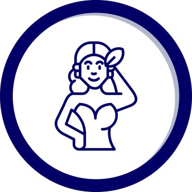 Kulaklık ikonlu kız. vektör illüstrasyonu