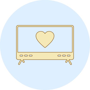 TV ikonlu kalp, vektör tasarımı