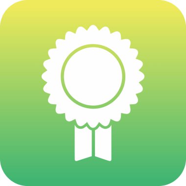 Rozet vektör simgesi. bu yuvarlak düz sembol beyaz arkaplanda yeşil ve sarı renklerle çizilir