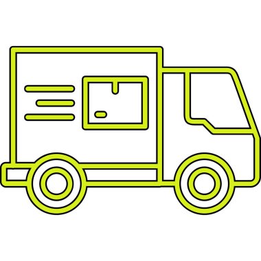 Teslimat aracı ikonu. Arkaplanda izole edilmiş web tasarımı için vektör simgesinin özet biçimi