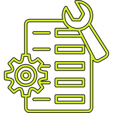 dişli ve belge simgesi vektör illüstrasyon grafik tasarımı