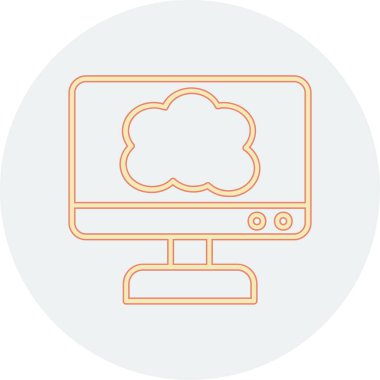 Bilgisayar simgesi. İnce çizgi çizimi. mavi özet tasarımı.