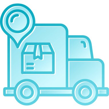 Harita konumu olan teslimat kamyonu. vektör illüstrasyonu