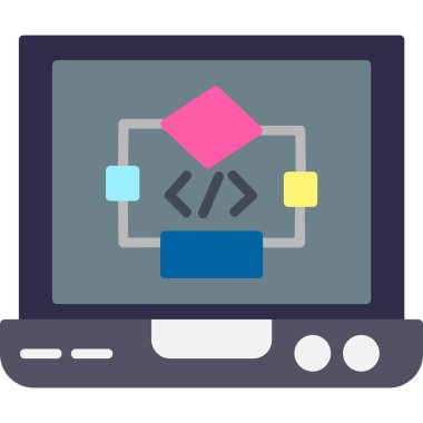 Düz biçimli kodlama geliştirme programlama simgesi