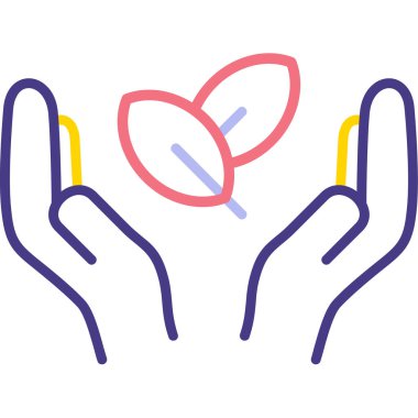 Bir bitkiyle yaprak tutan eller.