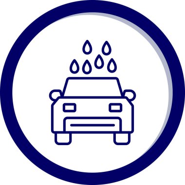 Araba yıkama vektör simgesi. biçim düz çizgi simgesi, kobalt rengi, beyaz arkaplan.