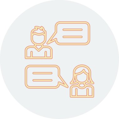 Konuşma baloncukları çizgi simgesi, vektör illüstrasyonu olan insanlar