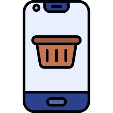 Akıllı telefon sepeti simgesi. Web için cep telefonu vektör simgesinin web illüstrasyonu