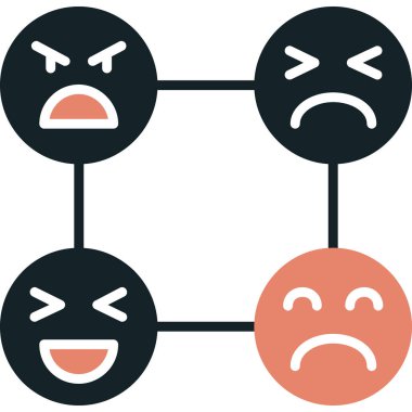 üzgün yüz düz simgesi, vektör illüstrasyonu