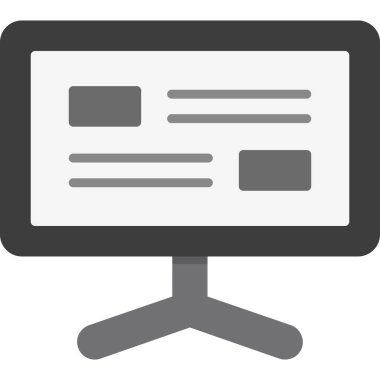 Web simgesi ile bilgisayar monitörü, basit vektör illüstrasyonu