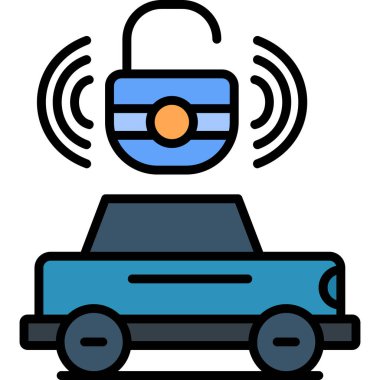 Araba kontrol sistemi simgesi. taslak araba kontrol sistemi vektör rengi düz izole