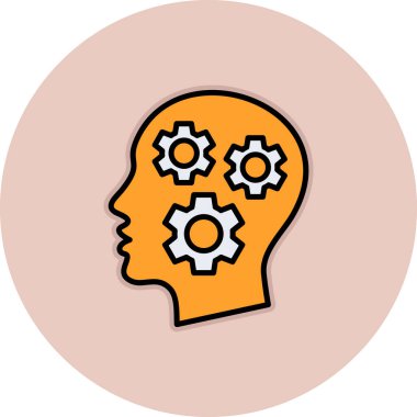 Dişli sembolü çizim tasarımı olan insan kafası