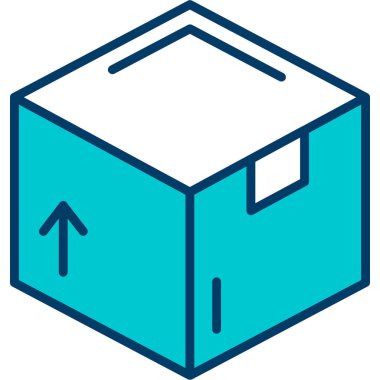 Teslimat kutusu simgesi. Taslak iletim kutusu vektör rengi beyazda izole edildi