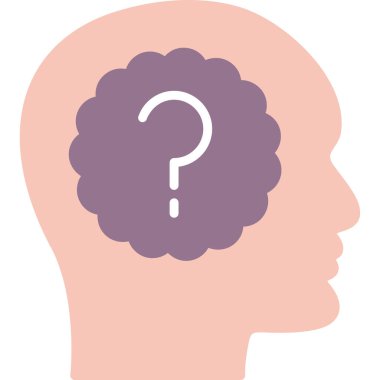 beyin soru işareti vektör simgesi.