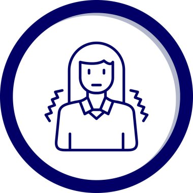 Başı ağrıyan kız. Basit simge