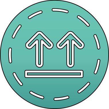 Bir okun mavi ve beyaz ikonunun vektör çizimi