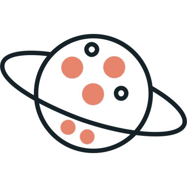 Uzay Gezegeni İnce Çizgi Simgesi, astronomi Konsepti, Satürn Gezegeni tabelası, Gezegen simgesi Gezegen simgesi Mobil ve Web Tasarımı için. vektör