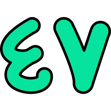 Beyaz arkaplanda v harfi karikatürü