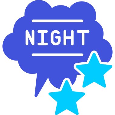 Beyaz arka planda gece kelimesi, vektör illüstrasyonu